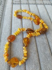 Bernstein Halskette echt Natur Bernstein honig gelb Vintage Collier 46cm Schmuck