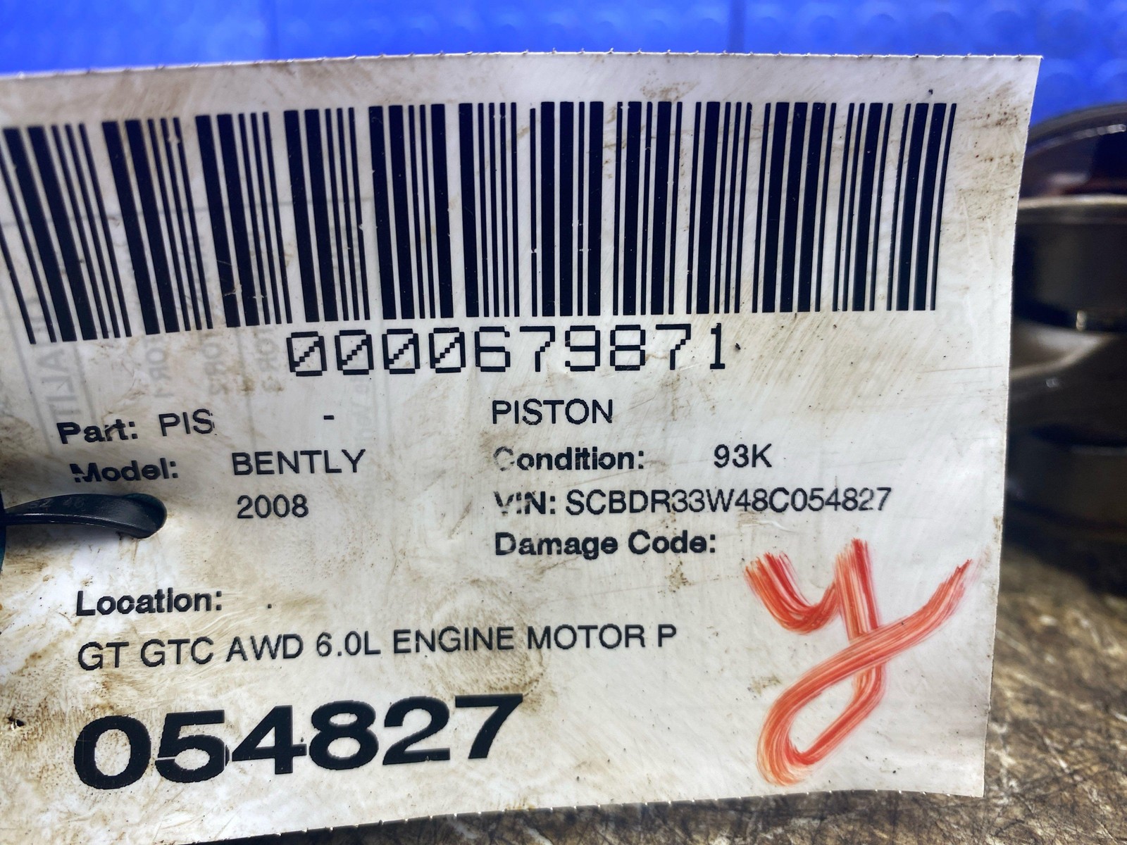 2003-2012 BENTLEY CONTINENTAL GT GTC AWD 6.0L ENGINE MOTOR PISTON CONNECTING ROD