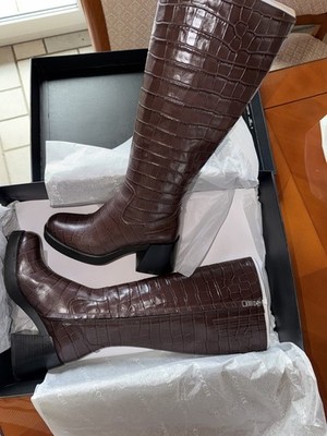 Coach - Natasha Croc Embedded Leather Boots Gr. 38 Neu mit Karton In Maple