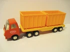 Vintage 70s Orange Flat Bed Semi Truck Flatbed Tractor Trailer RARE w/Containers