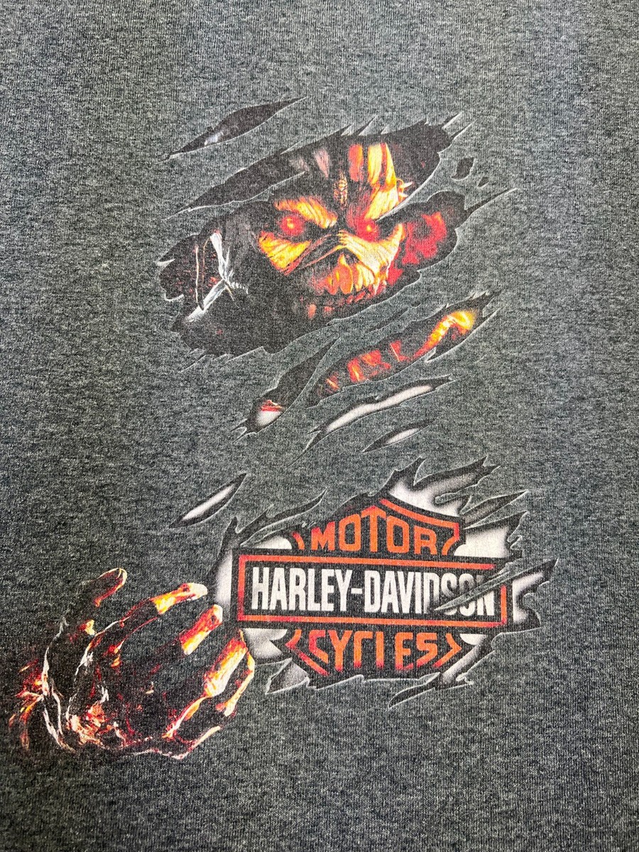 Harley Davidson Horror Break Through T Shirt Gray XL | eBay