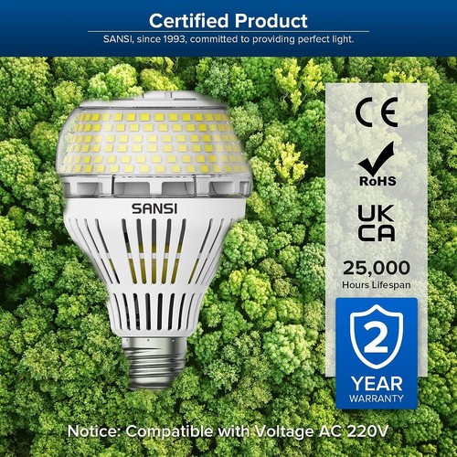 SANSI E27 30W Bombilla LED Luz Blanca 5000K Bajo Consumo Alto Brillo 5000lm Lámp - Imagen 7 de 12