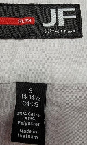 J Ferrar Mens Shirt Size S Small 14/14.5 34/35 White Slim - Picture 10 of 12