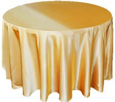 Tektrum 108 inch Round Silky Satin Tablecloth - Wedding Party Banquet Gold 