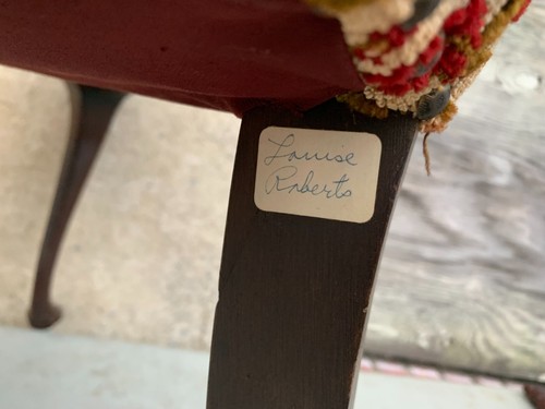 Antique Solid Wood Arm Chair Floral Tapestry Upholstered Louise Roberts ?? - Picture 9 of 14