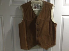 VTG The Leather Shop Sears Suede JACKET VEST Sherpa Lined MensS Brown 1*15*25