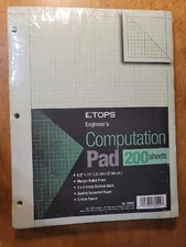 Engineering Computation Pad Glue Top Graph Rule On Back Green Tint Paper 200 Pcs