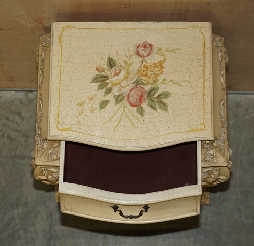 PAIR OF VINTAGE HAND PAINTED FRENCH BOMBE BEDSIDE / SIDE END TABLE SIZE CHESTS - 第 21/24 張圖片
