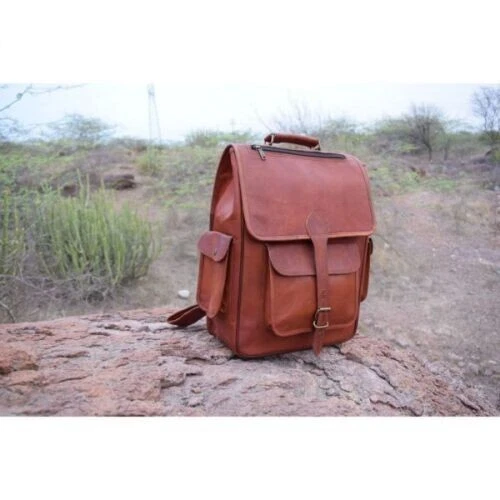 Leather Backpack Men Laptop Computer Rucksack Assorted Color Vintage Travel Bag