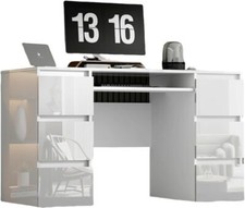 White High Gloss Dressing Table 6 Drawers Vanity Makeup/Computer Table Desk