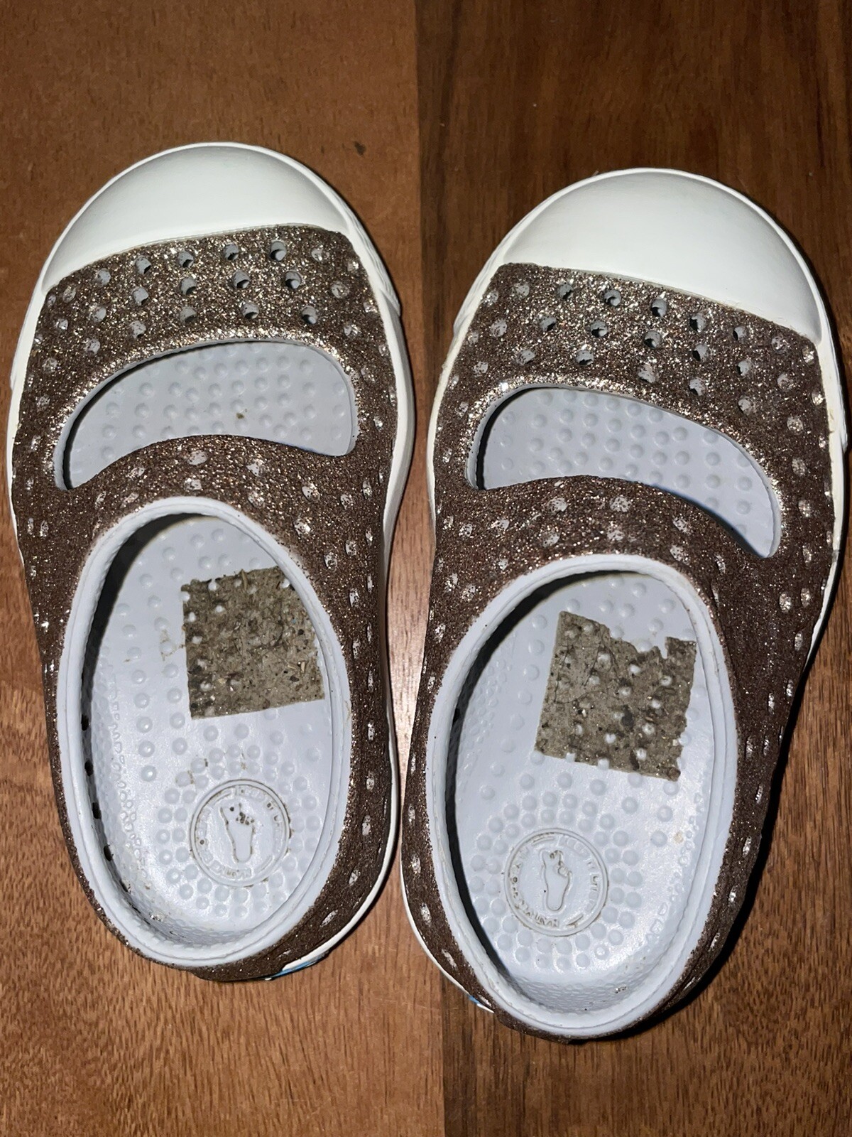 Copper Glitter Native Mary Janes Water Shoes, Natives Size C4