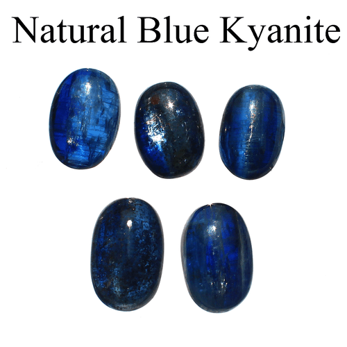 5 Pcs Natural Blue Kyanite Top Quality 12mm-13.6mm Oval Cabochon Loose Gemstones - Picture 5 of 11