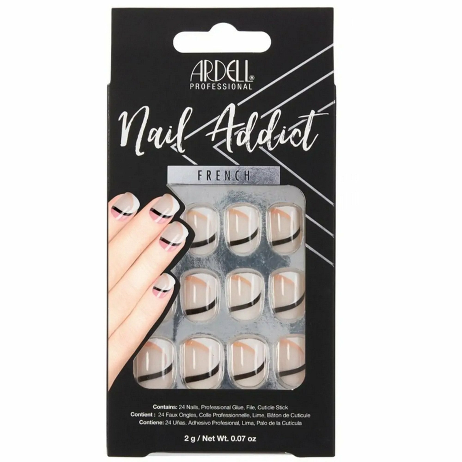 Ardell Nail Addict French False Nails - Geometric French (28 Nails)(61215)