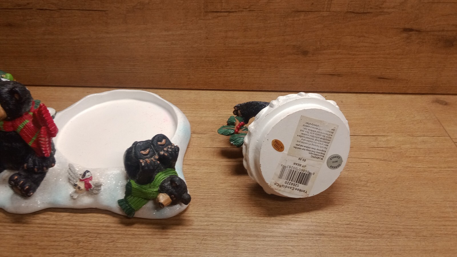 Yankee Candle 2 Piece Set Christmas Bear Candle Holder With Bear Candle Lid 2012