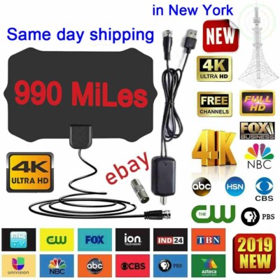 NEW Smart digital TV antenna 990 miles range indoor HD 1080P signal booster HDTV
