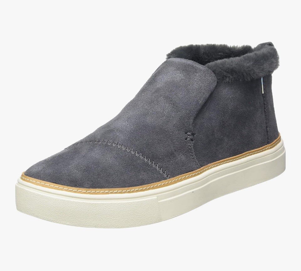 Toms Paxton Chukka Sneaker Size Gray Suede Faux Fur Trim