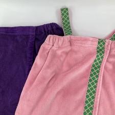 Terry Towel Bath Towel Wrap ONE SIZE Pink/Green and Purple Soft Adjust Strap X2