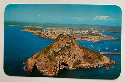 Mexico Postcard Mazatlan Creston Lighthouse light Faro vintage aerial view