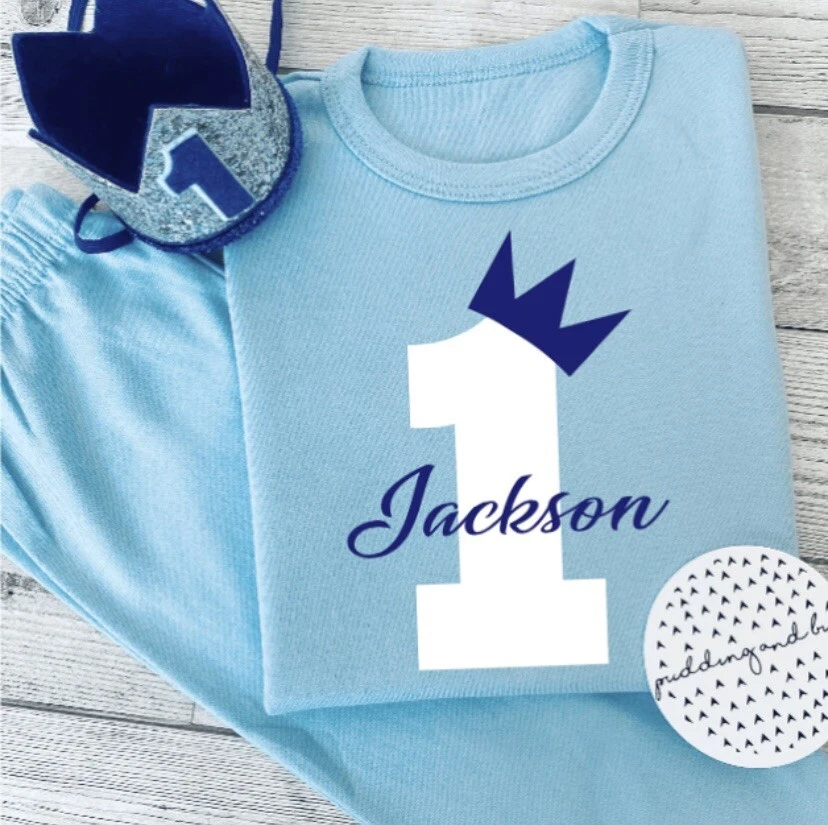 Personalisierter Schlafanzug erster Geburtstag Baby Junge Wenn ich aufwache werde ich ein Schlafanzug