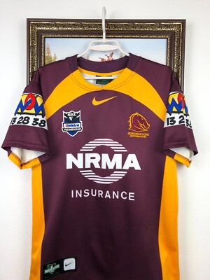 Vintage Nike NRL Broncos Brisbane Rugby Union Jersey Mens Shirt