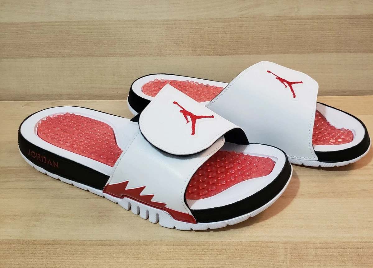 AIR JORDAN 5 V Retro Slides Sandals size 8 555501 101 White Fire Red Black New