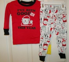 Carter's Santa I've Been Goodish 2 Piece Long Pajama PJ Boys Size 12 Months NWT