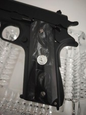 Colt black pearl 1911 grip silver metal medallion Government Commander full size