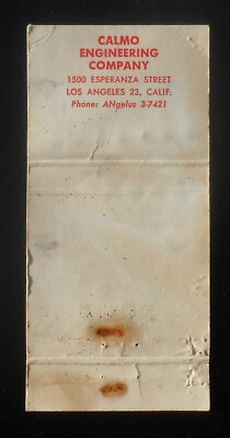 1950s Calmo Engineering Company Los Angeles CA Matchbook California | eBay