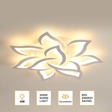 60W Moderne LED Deckenleuchte Acryl Blumen Warmweiß Deckenlampe Wohnzimmer 80cm