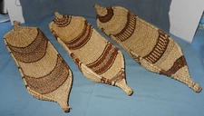 Great Set  3  Vintage  Nested  African  Canoe Baskets  up to 23" in length