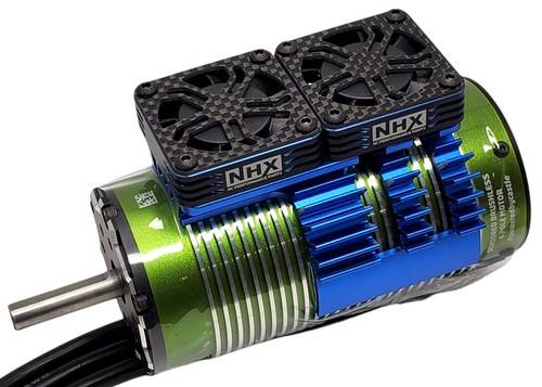 NHX RC 1/5 Twin Cyclone Alum HV Cooling Fans w/Cover Motor Heatsink Blue - Picture 2 of 6