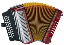 Hohner 3500GR Corona II 31 Button GCF Sol Diatonic Accordion RED w/ Bag Straps