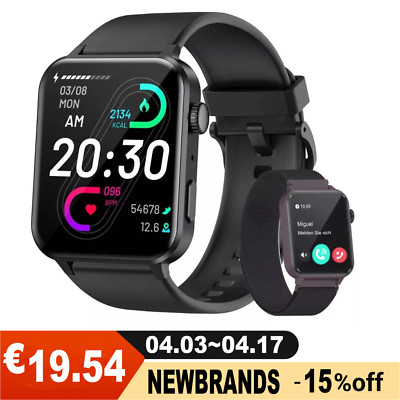 Smartwatch Herren mit Schrittzähler Pulsuhr Armbanduhr Sportuhr für Android iOS