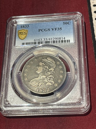 1833 Liberty Capped Bust Silver 50C PCGS Gold Shield VF 35 Nice Patina 🌟🌟 - Picture 3 of 5