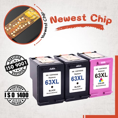63 XL Ink Cartridge B/C New Chip for HP Envy 4512 4520 Officejet 5255 5258 3830 - Picture 10 of 13