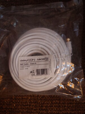 deleyCON 20m Sat Cable Class A              F Male   F Male White