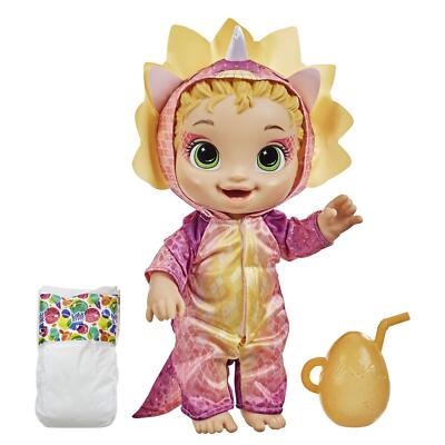 Baby Alive Dino Cuties Puppe, Triceratops, Puppenzubehör, Getränke, Nässe, Trice