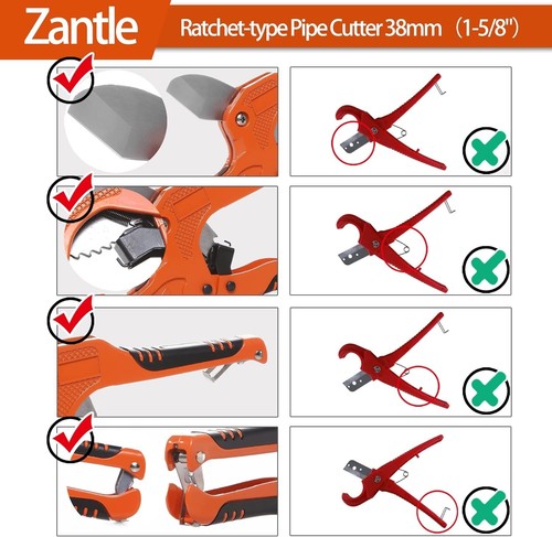 Ratchet-Type Pipe Cutter for PVC and PEX Pipes up to 1-5/8" - Home & Pro Use - Picture 8 of 10