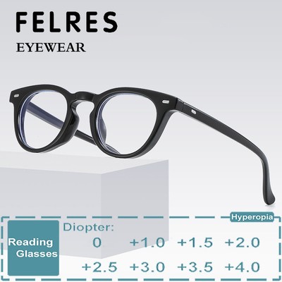 Unisex Oval Anti Blue Light Retro Reading Glasses Clear Lens