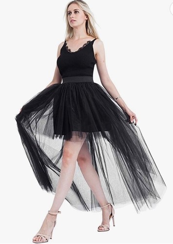 NWT Womens Hi-Lo Long Tutu Tulle Skirt Elastic Waist Festival Party - Picture 4 of 5