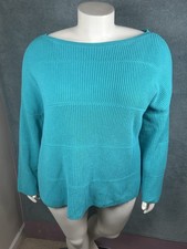 Talbots Pima Cotton Sweater 3X Teal Classic Preppy Coastal Minimalist Classic