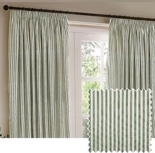 Yard Hebden Pencil Pleat Curtain Pair – Ultra Soft Cotton Lined Striped Curta