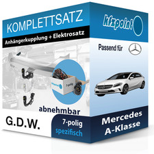 Für Mercedes A-Klasse 12- G.D.W. Anhängerkupplung abnehmbar + 7polig E-Satz