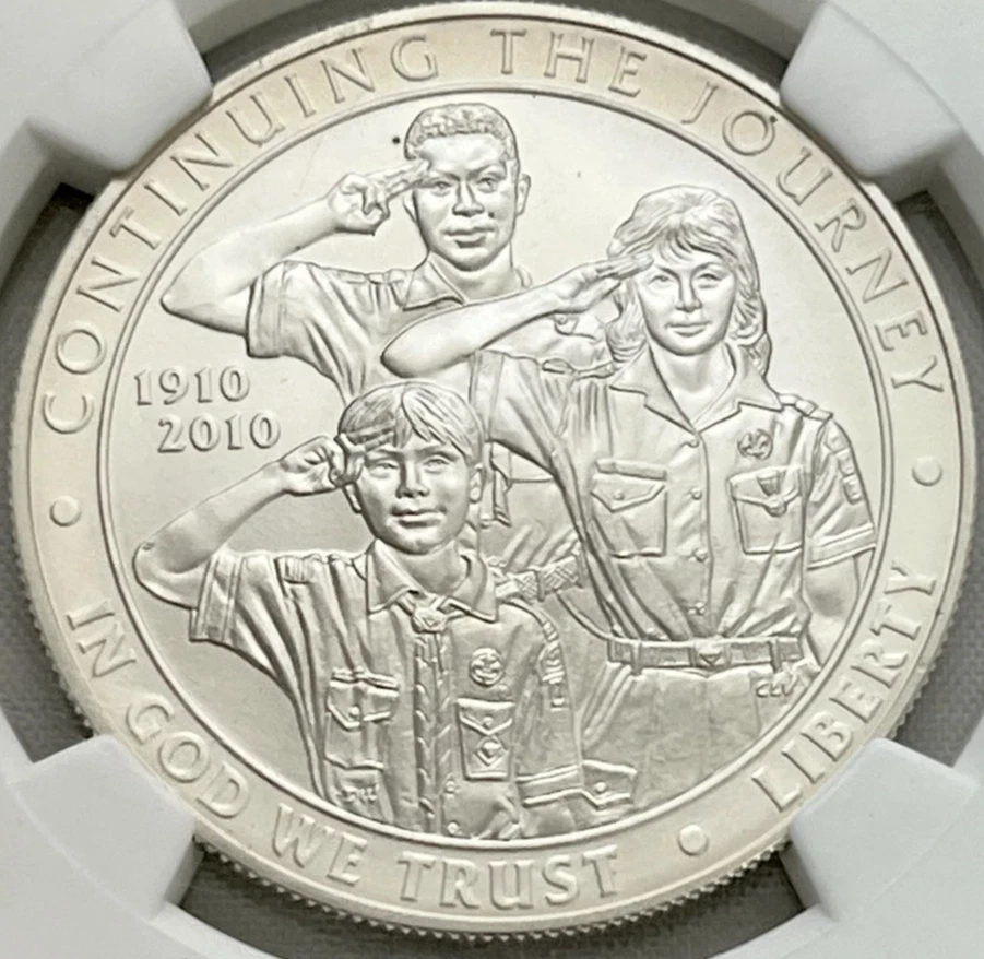 2010 P Boy Scouts S$1 Silver Dollar NGC MS 70 HIGHEST GRADE POSSIBLE - Image 2 of 3