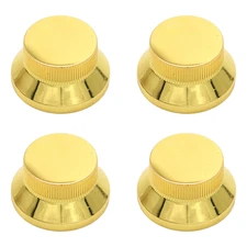 4x Gold Metal Solid Guitar Knobs Flat Top Hat Volume Amplifier Audio Control