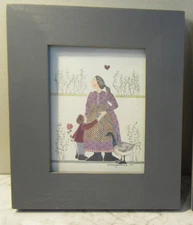 Barbara Bourgeau Richards Mini Print “Sweet Sam” 1989 #1014 Signed & Wood Framed