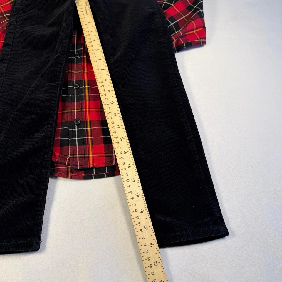 Children’s Place Niños Navidad Negro Pana Pantalones Rojo Tartán Camisa a Cuadros Talla 7 Foto 4 de 4
