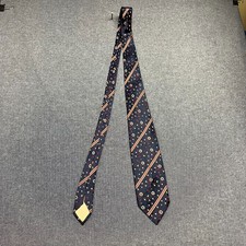 Liberty of London Men  s Tie Size One Floral Stripe Navy Blue All Silk