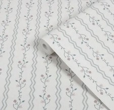 Laura Ashley Blencow Stripe Dark Duck Egg Blue Wallpaper. Price per Roll