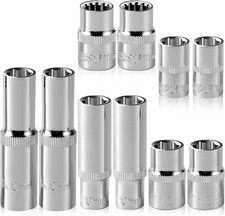  10-Piece 10Mm Socket Set, 1/4-Inch  3/8-Inch Drive Impact Socket, 6-Point  1